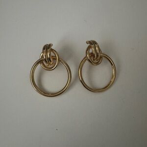 Vintage Knot and Hoop Gold Earrings